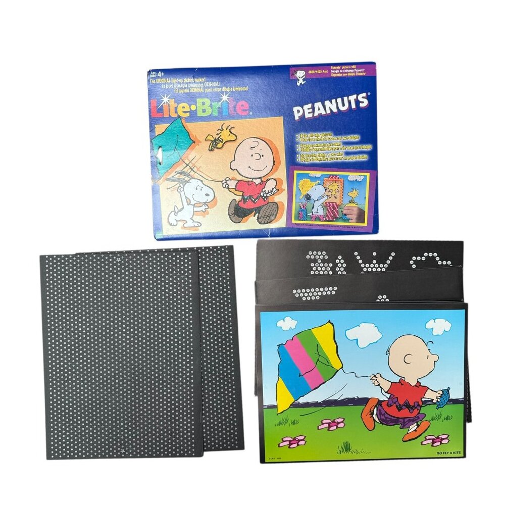 Vtg Lite Brite Peanuts Picture Refill Charlie Brown Snoopy 1998 4669/4529